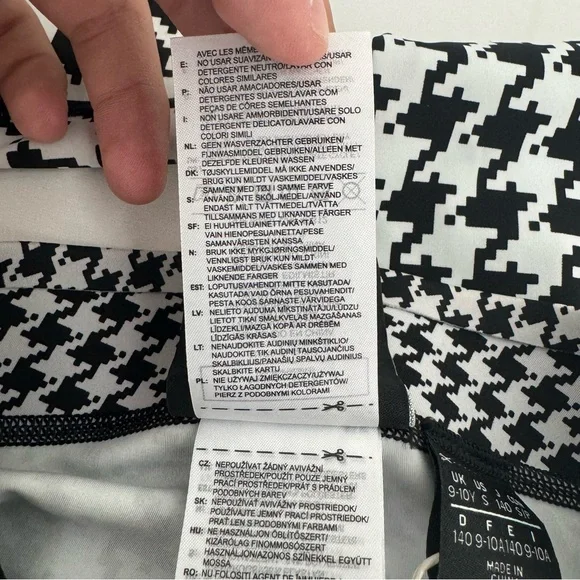 NWT adidas Ivy Park Big Girls Nina Tights Houndstooth Size S black White New - Picture 7 of 16